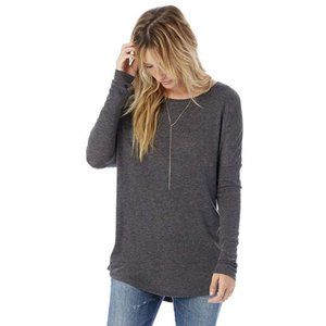 Alternative Apparel Ramble Tunic Long Sleeve Dolman Tee Shirt Caviar Grey S/XS